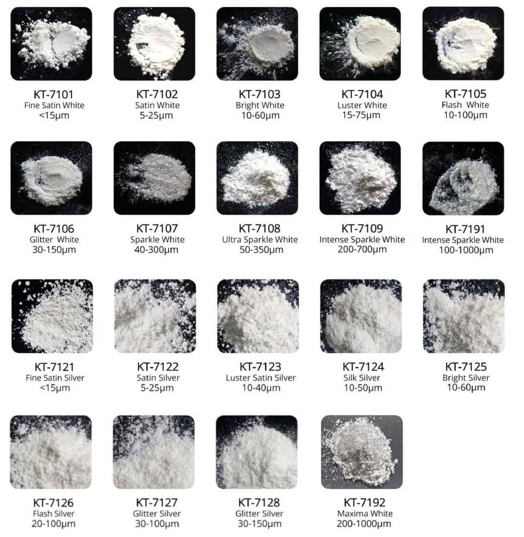 Synthetic pearlescent mica pigments - silver-white series Synthetic pearlescent mica pigments - silver-white series
